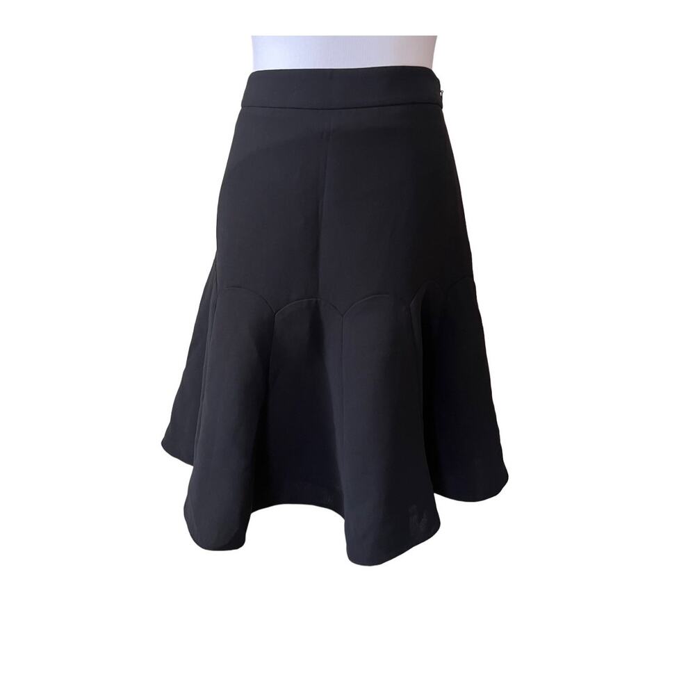 Talbot's Petite Black‎ Scalloped Tulip Flare Skirt 4P Preppy Retro Flare